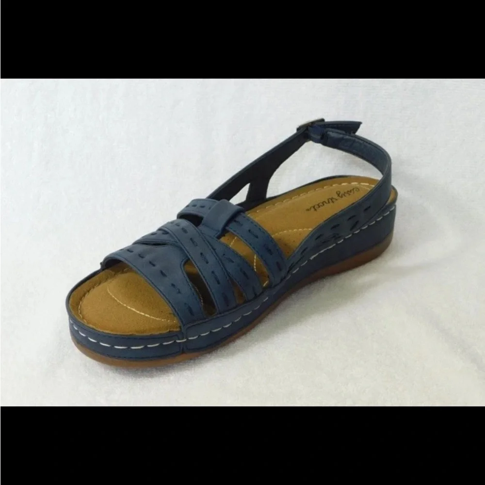 Easy Street Adjustable Strap Sandals Kehlani Navy Size 8